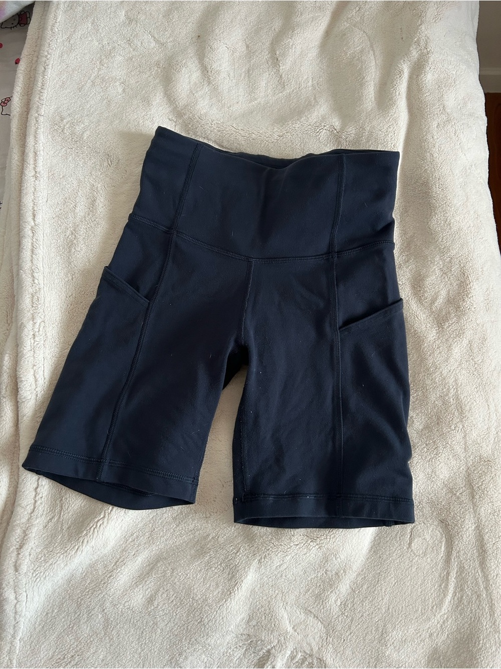 TNA High-Waist Navy Bike Shorts with Side Pockets